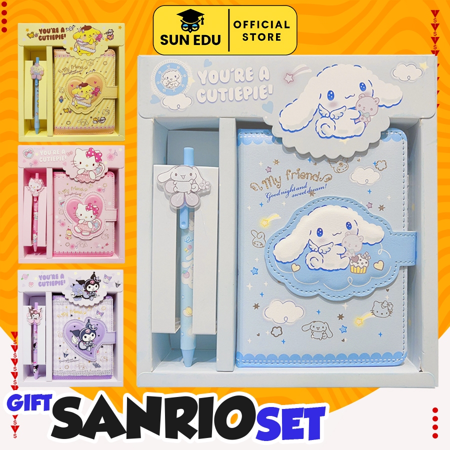

2 in 1 Gift set notebook sanrio magnet/ Buku tulis cute kuromi cinnamorol