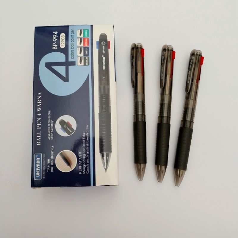 

(12 pcs) Bolpen/Pulpen/Ballpoint 4 warna Weiyada BP-994