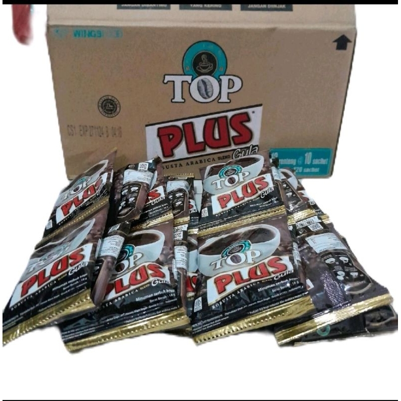

Top kopi plus gula 1 dus isi 12 renteng