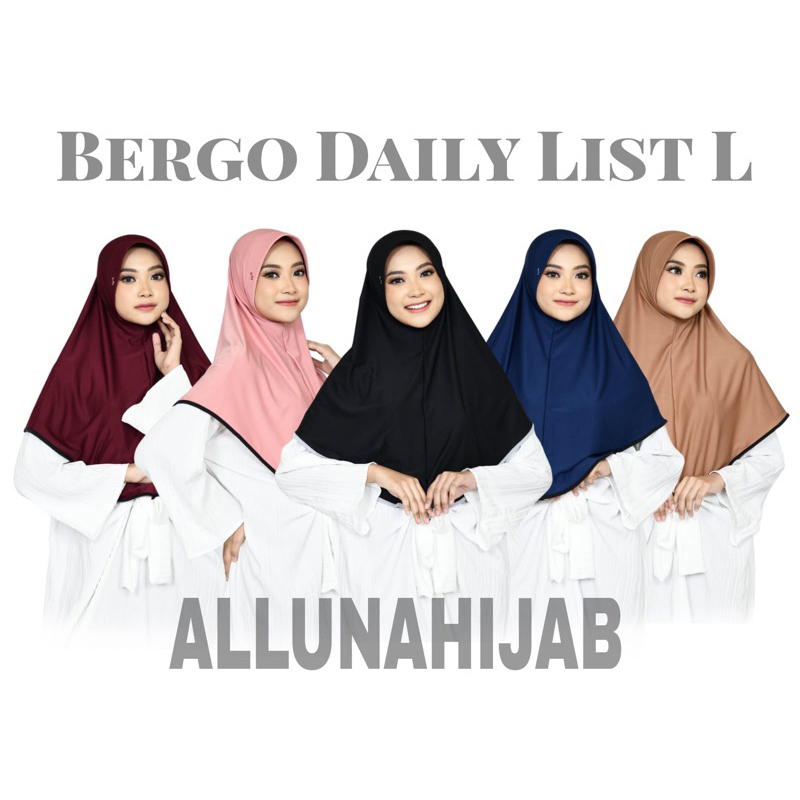 BERGO HAMIDAH LIST KOMBINASI HITAM / HIJAB  INSTAN LIST SIZE L