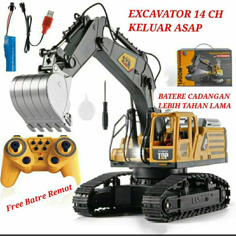 Mobil Remote Control RC Excavator Efek Asap Beko Alat Berat Dump Truck Molen TRAILER UPGRADE BATERE 