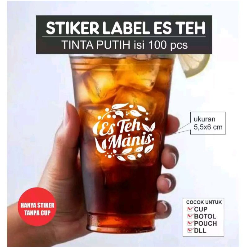 

Stiker Label Es Teh Tinta Putih Isi 100 Pcs