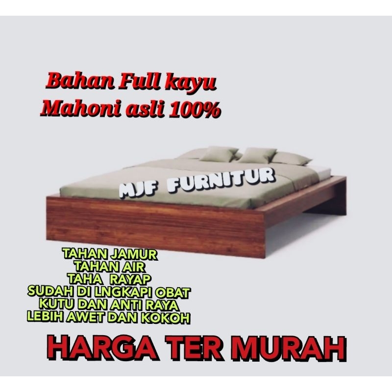 Tempat tidur kayu tanpa sandaran 90x200x20cm/dipan lesehan Ranjang kayu lesehan ukuran 160x200x20cm/