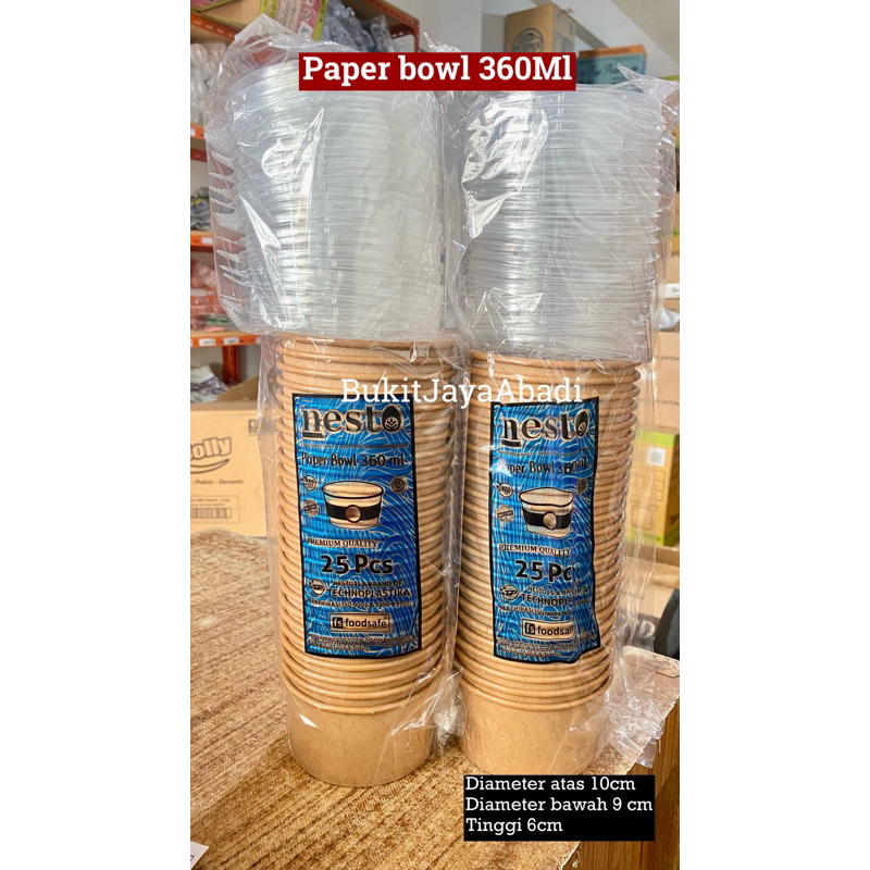 Paper Bowl 360ml Mangkok Kertas Nasi Kraft Coklat Foodgrade