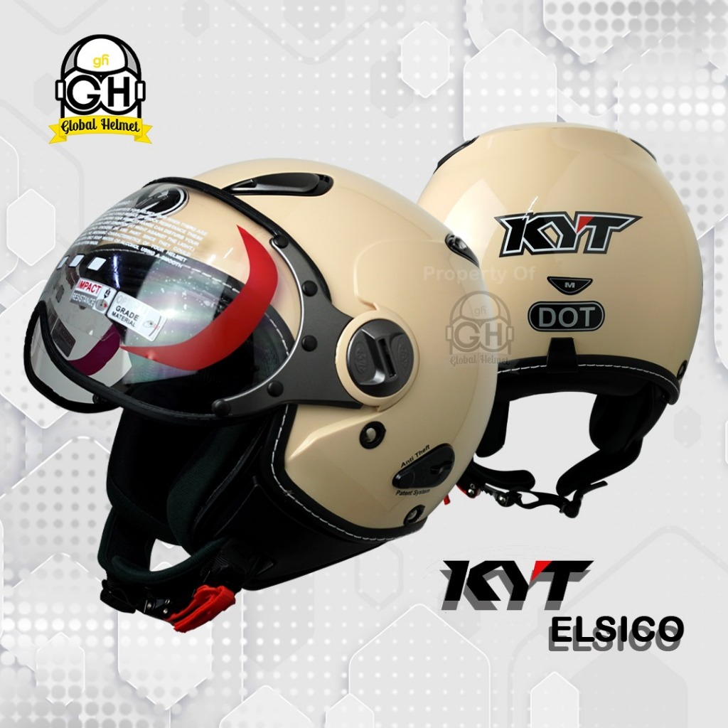 HELM KYT ELSICO SOLID CREAM KYT HELM ELSICO POLOS CREAM HALF FACE