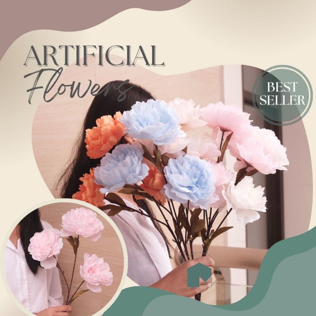 Artificial flower dekorasi Rose 13cm Jumbo hiasan plastik bunga tinggi 67cm premium bunga buket