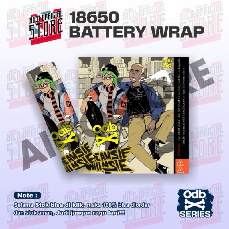 Stiker Wraps Baterai 18650 Odebe x CREAMSIE WHIEAMAIE Full Original Desain Termurah  Untuk Melindung