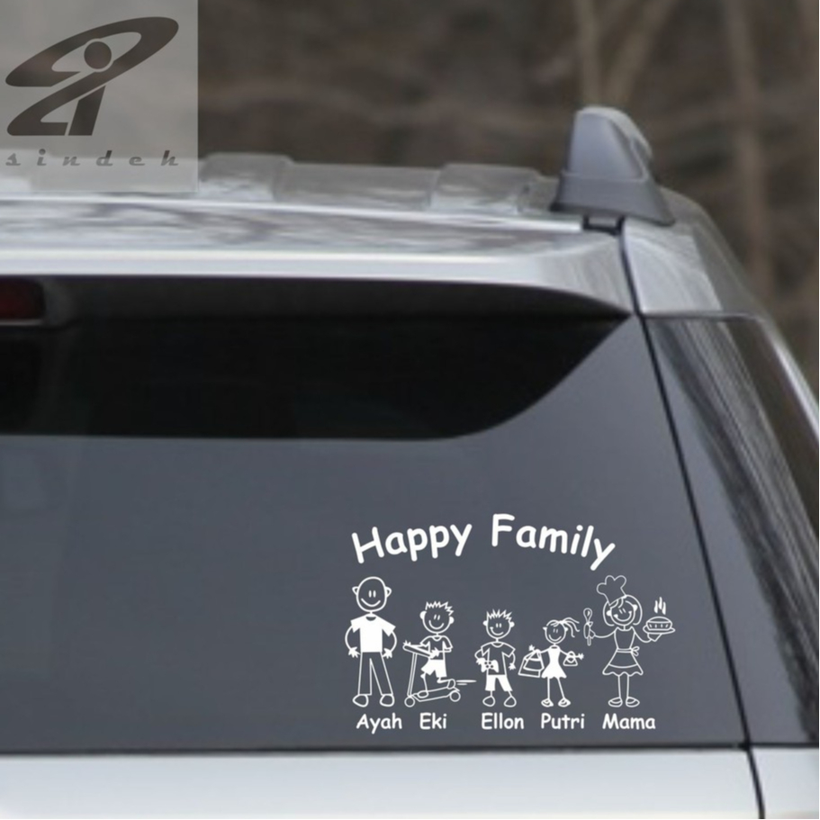 cutting sticker mobil Happy Family Stiker kaca mobil keren lucu