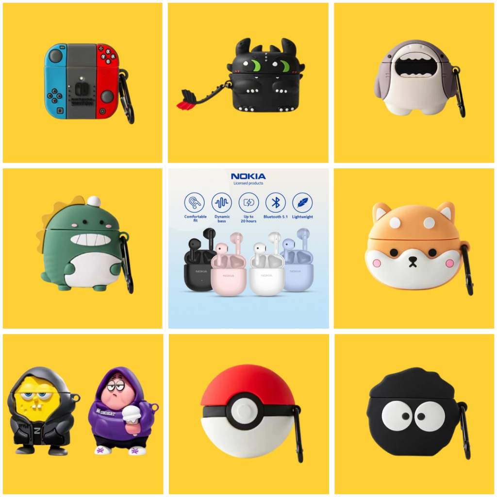 Case Nokia E3110 / E3103 ENC Cover Silikon Earphone Silicone TWS Karakter Lucu Karakter Kartun 3D