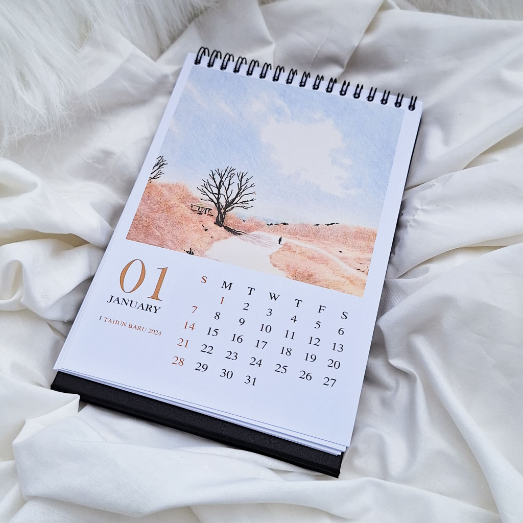 

Kalender Meja Watercolor 01 Scenery 2025 Aesthetic Premium Quality Spiral