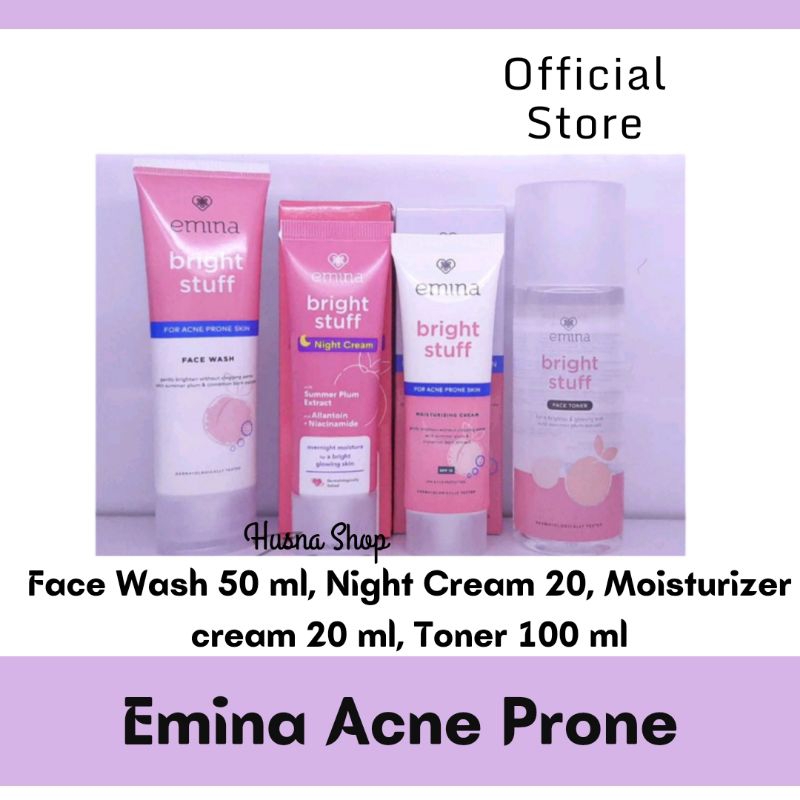 Emina Bright Stuf For Acne Prone / Paket Emina Lengkap Hemat for acne prone kulit berjerawat