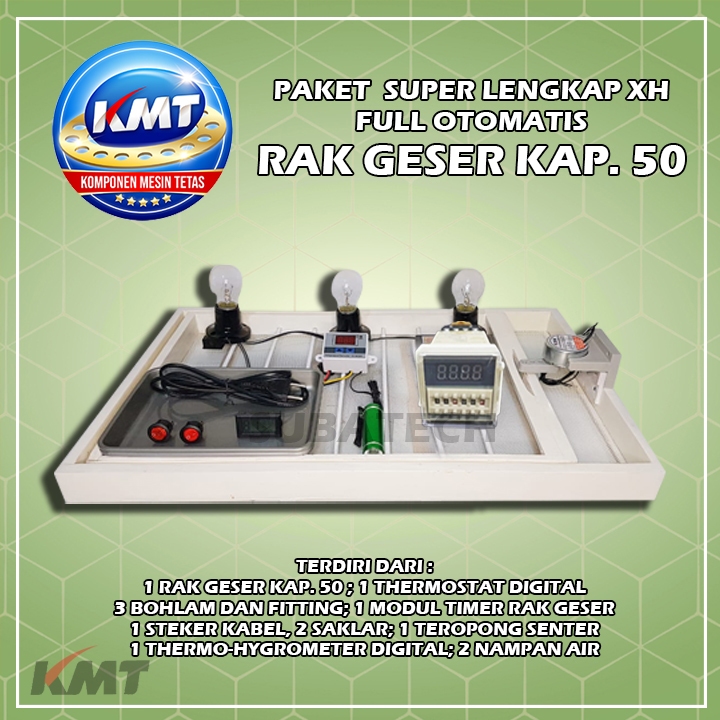 Paket Super Lengkap Thermostat XH Rak Geser Kayu Kap. 50 untuk Mesin Tetas Telur Ayam Bebek Burung