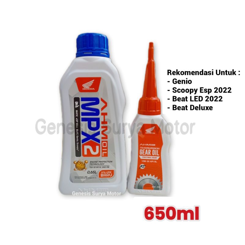 Oli MPX 2 Matic 0.65LT 10W30 Paket Oli Gear Honda 120ml Genio, Scoopy Esp 2022