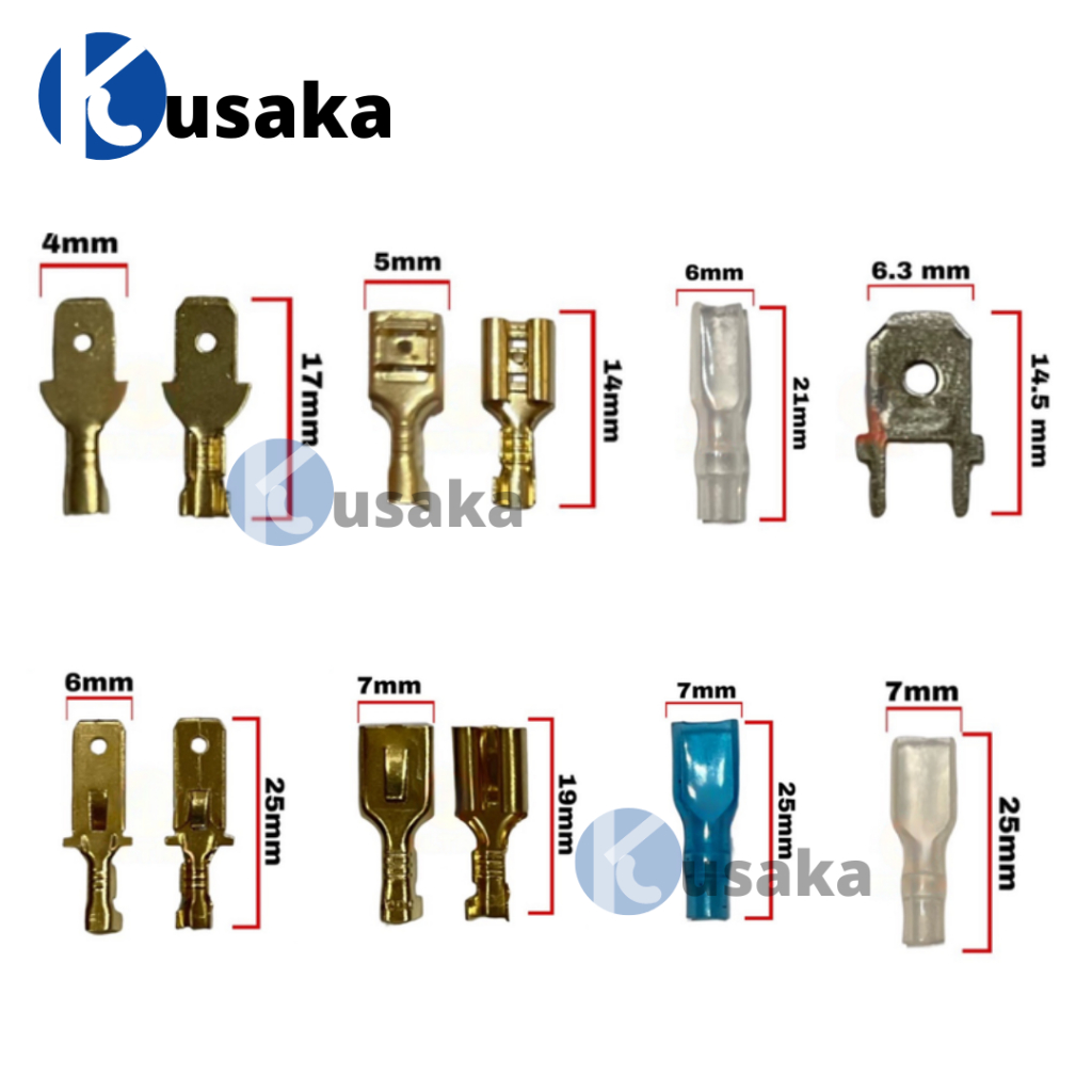 Terminal Skun Gepeng 3555 2832 Kuningan 4,8 6,3 mm Male Female Cewek Cowok Vinyl Terminal Kabel Skun