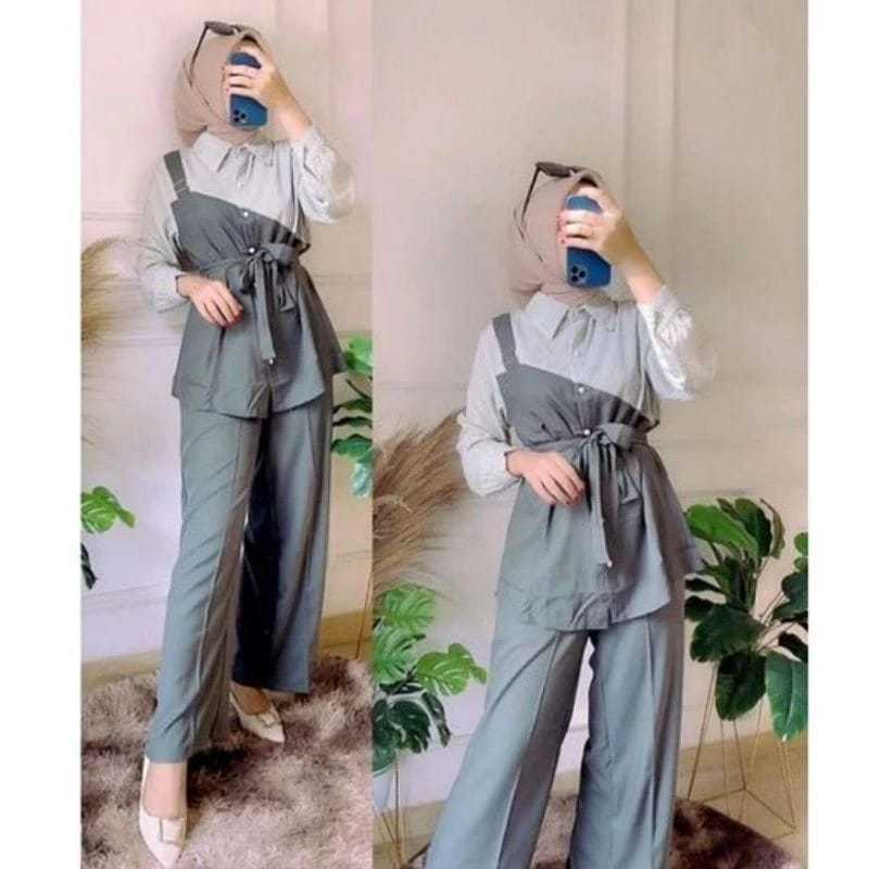 COD Bayar Tempat Setelan Baju Masa Kini / One Set Sosialita Cringkel Airflow