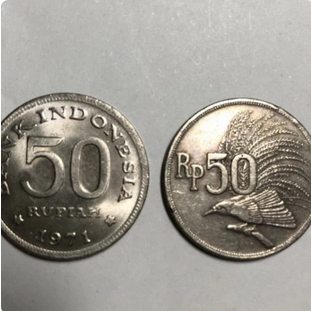 Uang Logam Koin Coin 50 Rupiah Burung Cendrawasih Tahun 1971