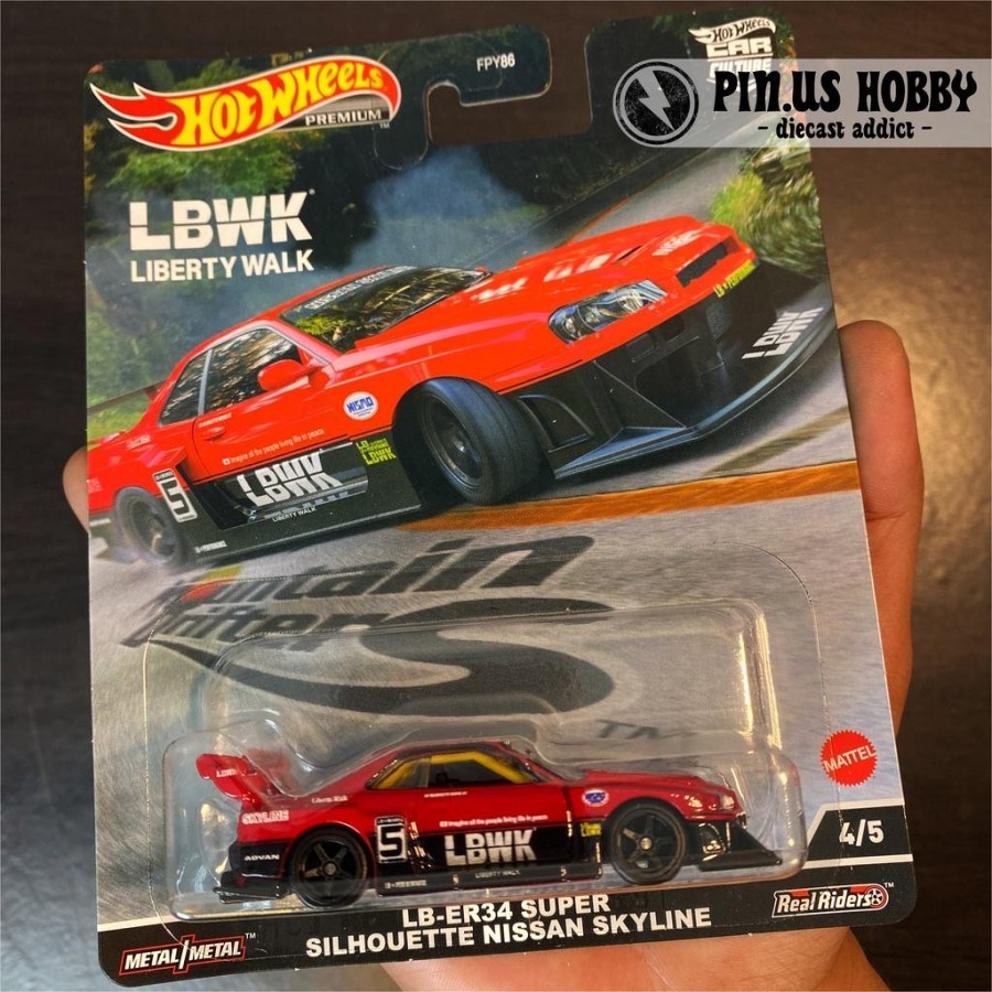 HOTWHEELS PREMIUM LB ER34 SUPER SILHOUETTE NISSAN SKYLINE , MOUNTAIN - TANPA PROTECTOR