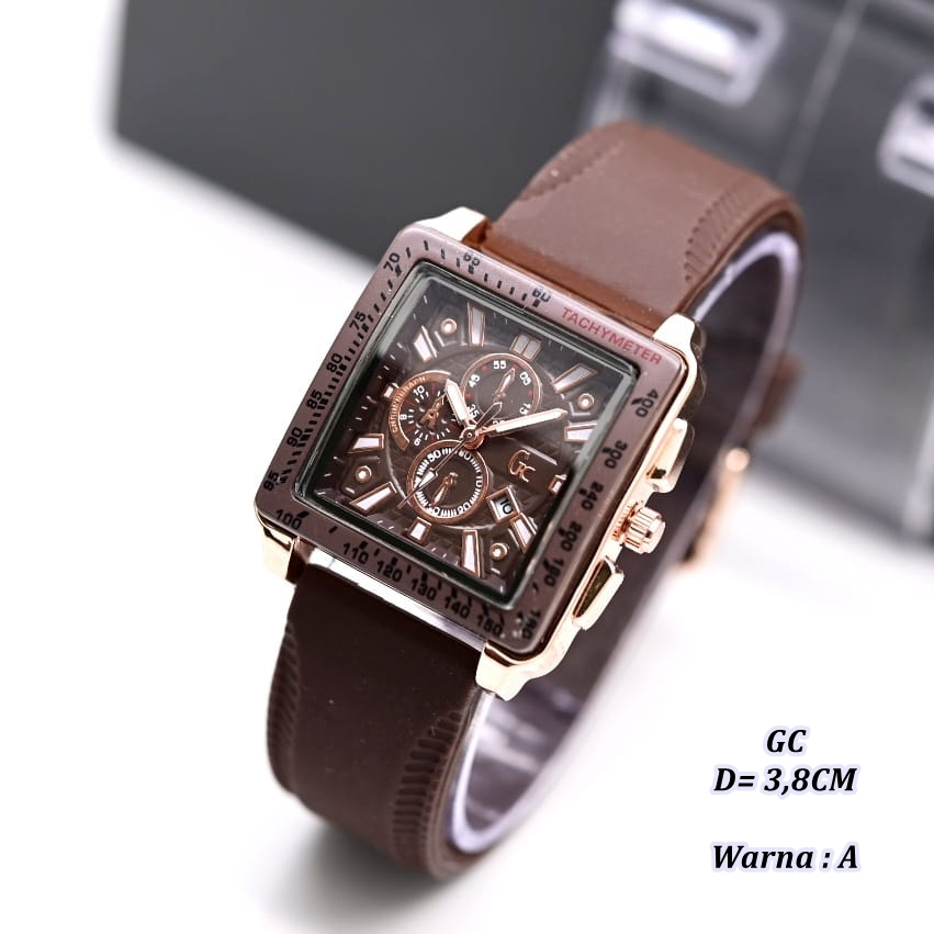 Jam Tangan Wanita Gc Kotak Tali Rubber Chrono Variasi