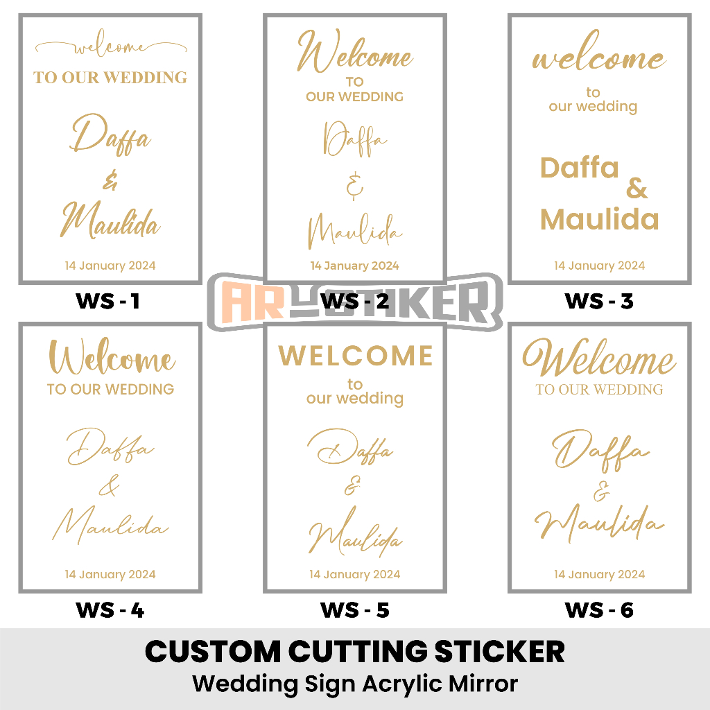Cutting Sticker Welcome Wedding Sign Acrylic mirror Custom