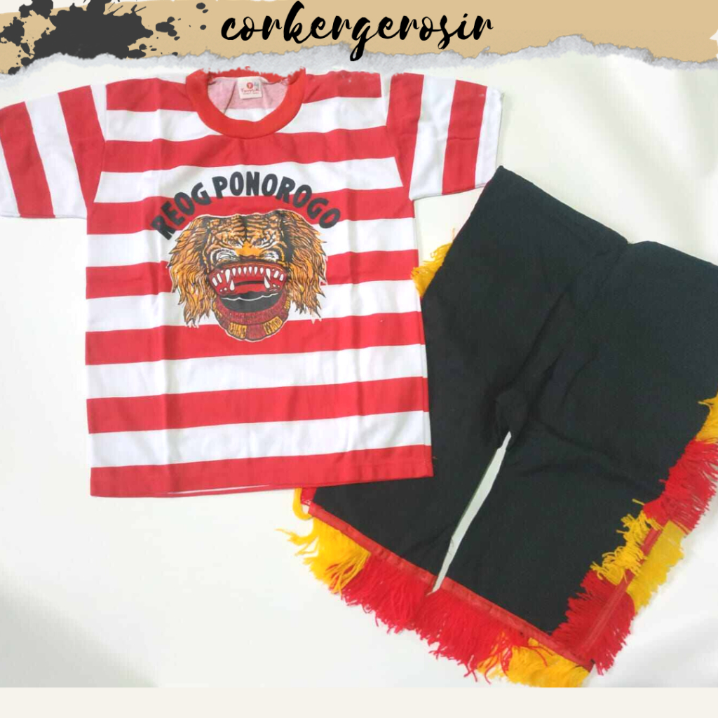 TERLARIS stelan kaos reog ponorogo anak kostum reog anak. pakaian reog anak|Setelan baju anak motif 