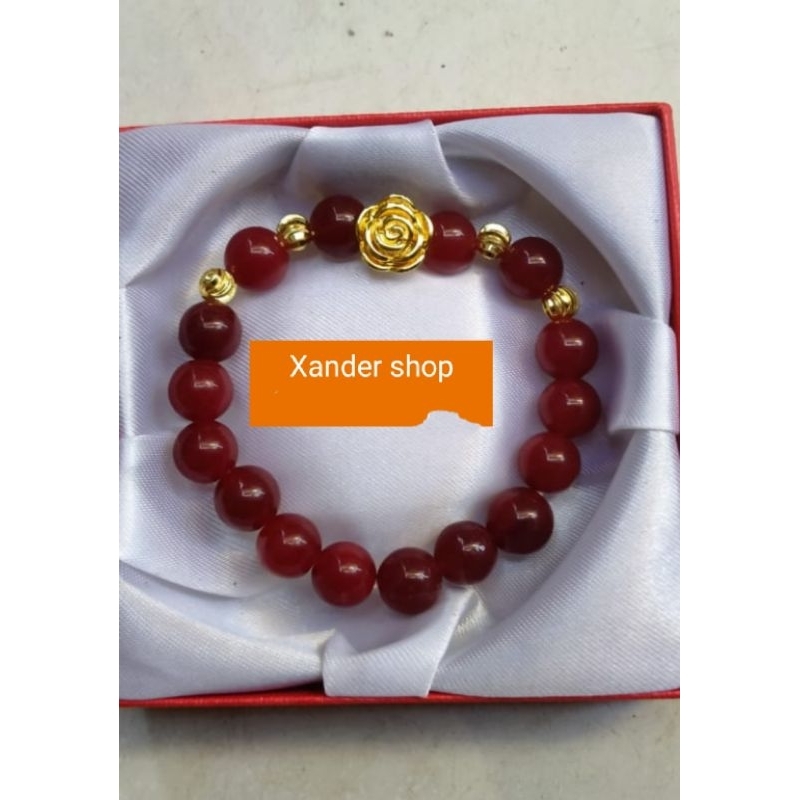 GELANG GIOK COMBI BUNGA/giok merah