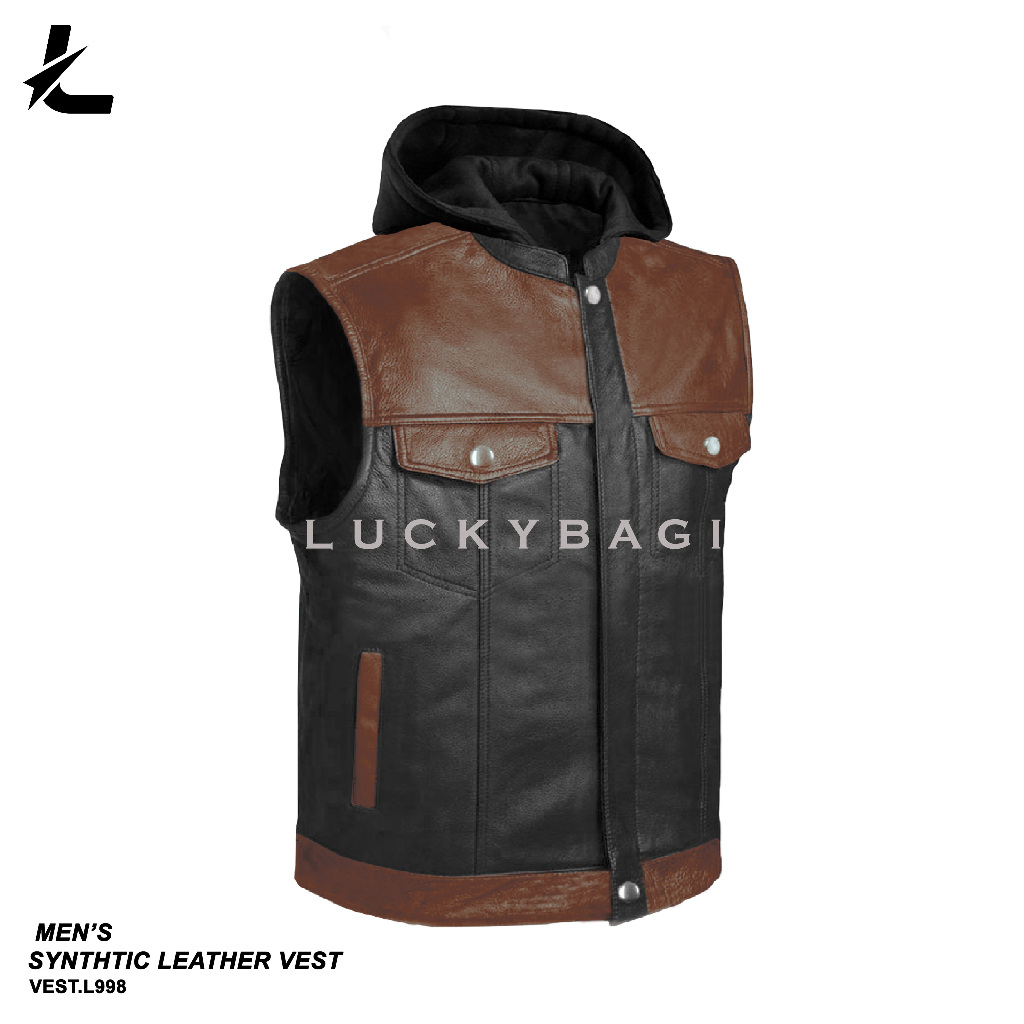 Rompi Kulit Rompi Bikers Rompi Kulit Sintetis Vest Motor