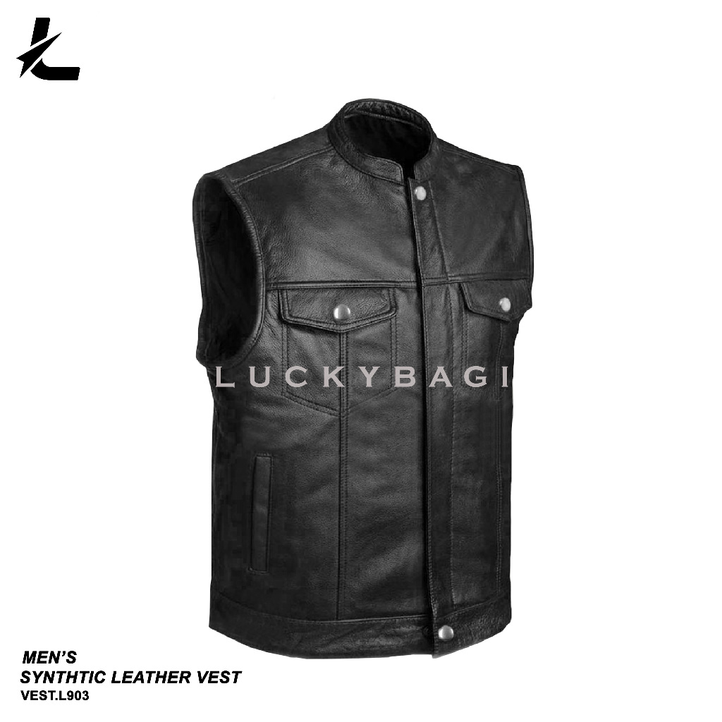 Rompi Kulit Vest Kulit Sintetis Rompi Bikers