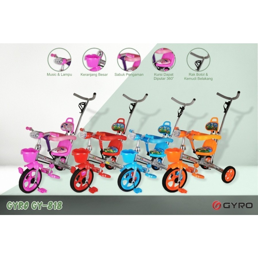 GY 818 - Sepeda Roda Tiga Anak roller GYRO 818 Tricycle Bike Murah