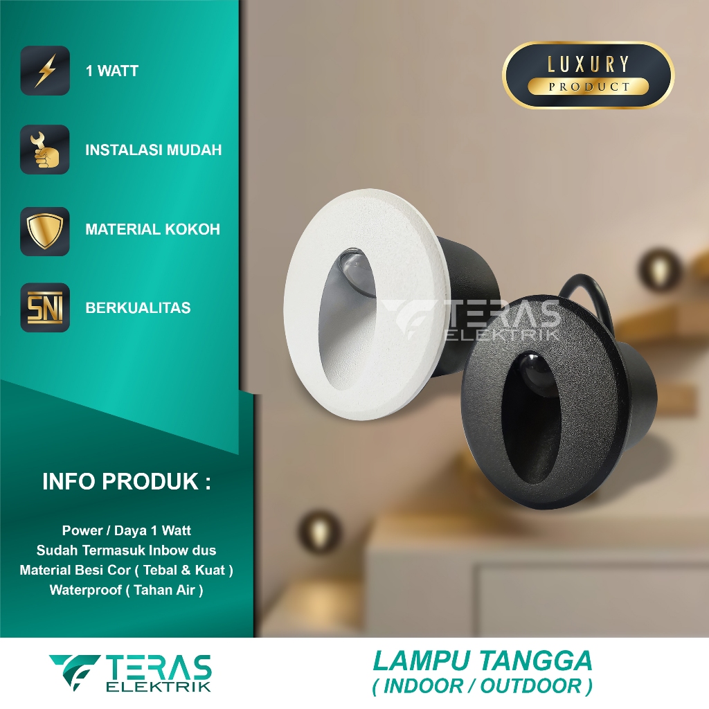 Lampu tangga dinding 1 watt steplight LED tanam Cahaya warmwhite