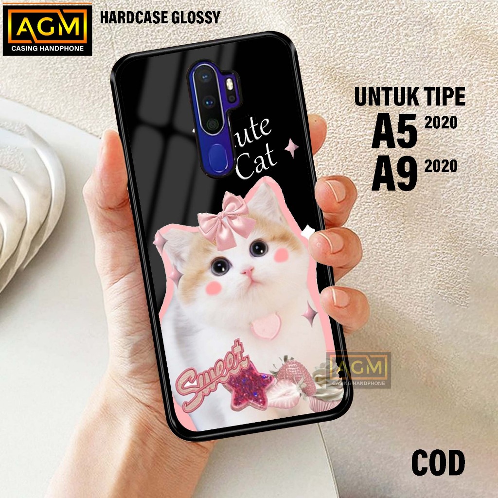 Case Oppo A5 2020 / A9 2020 - New Case Glossy casing Hp Oppo A5 2020 / A9 2020 [Motif CUTE CAT] - AG