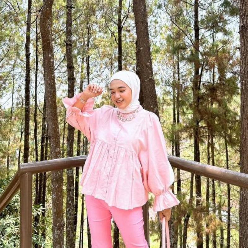 JKFashion - RFS OOTD BLOUSE LENGAN PANJANG POLOS LEHER MANDARIN / SIENA BLOUSE / BLUS UJUNG LENGAN K