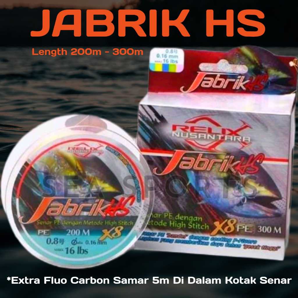 Senar PE Jabrik HS X8 Jabrik 200 Meter Jabrik 300 Meter PE Relix Nusantara Multicolor Senar Pancing