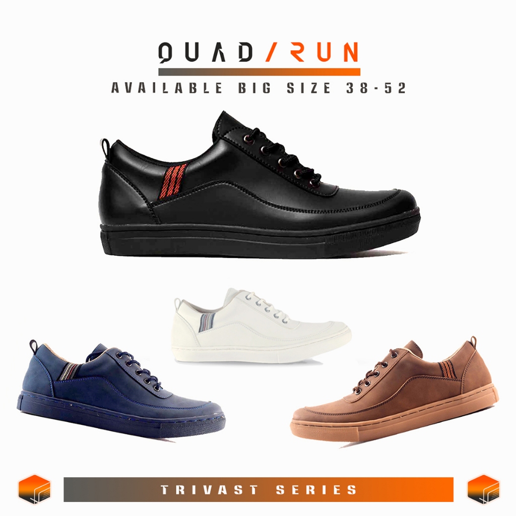 Sepatu Pria Casual Sneakers Hitam Putih Mokha Navy Jumbo Big Size 45 46 47 48 Quadrun Trivast
