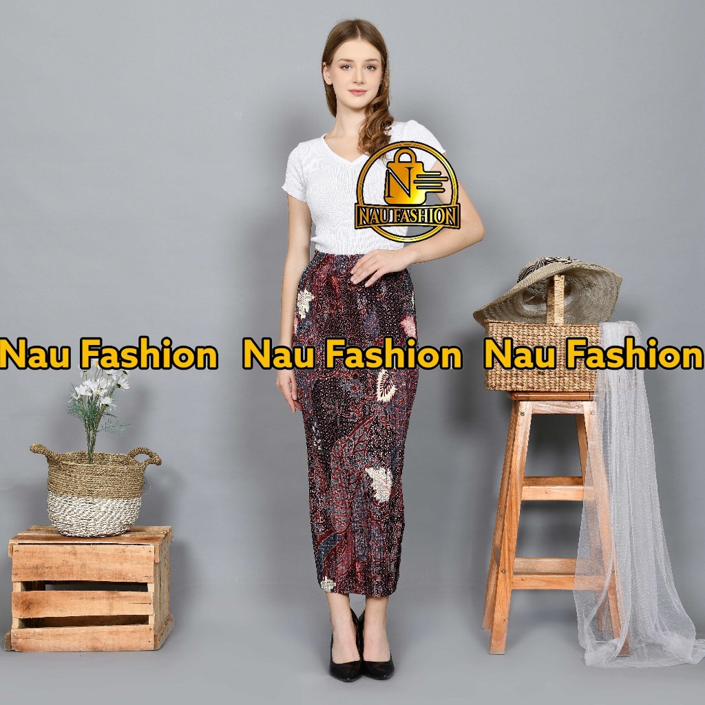 Rok Plisket motif batik warna terlaris / bawahan kebaya / rok batik / Rok Panjang lereng hijau