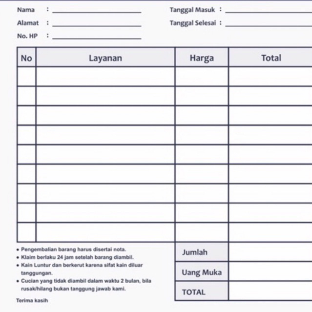 

NOTA 2PLY 1/2 polio CUSTOM murah