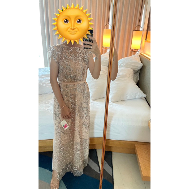 PRELOVED beauteeq atelier claire dress size size xs-m nude dress pesta dress kondangan