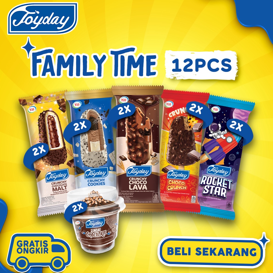 

Cuci gudang Joyday Ice Cream Package Family Time Isi 12 pcs Eskrim Mix