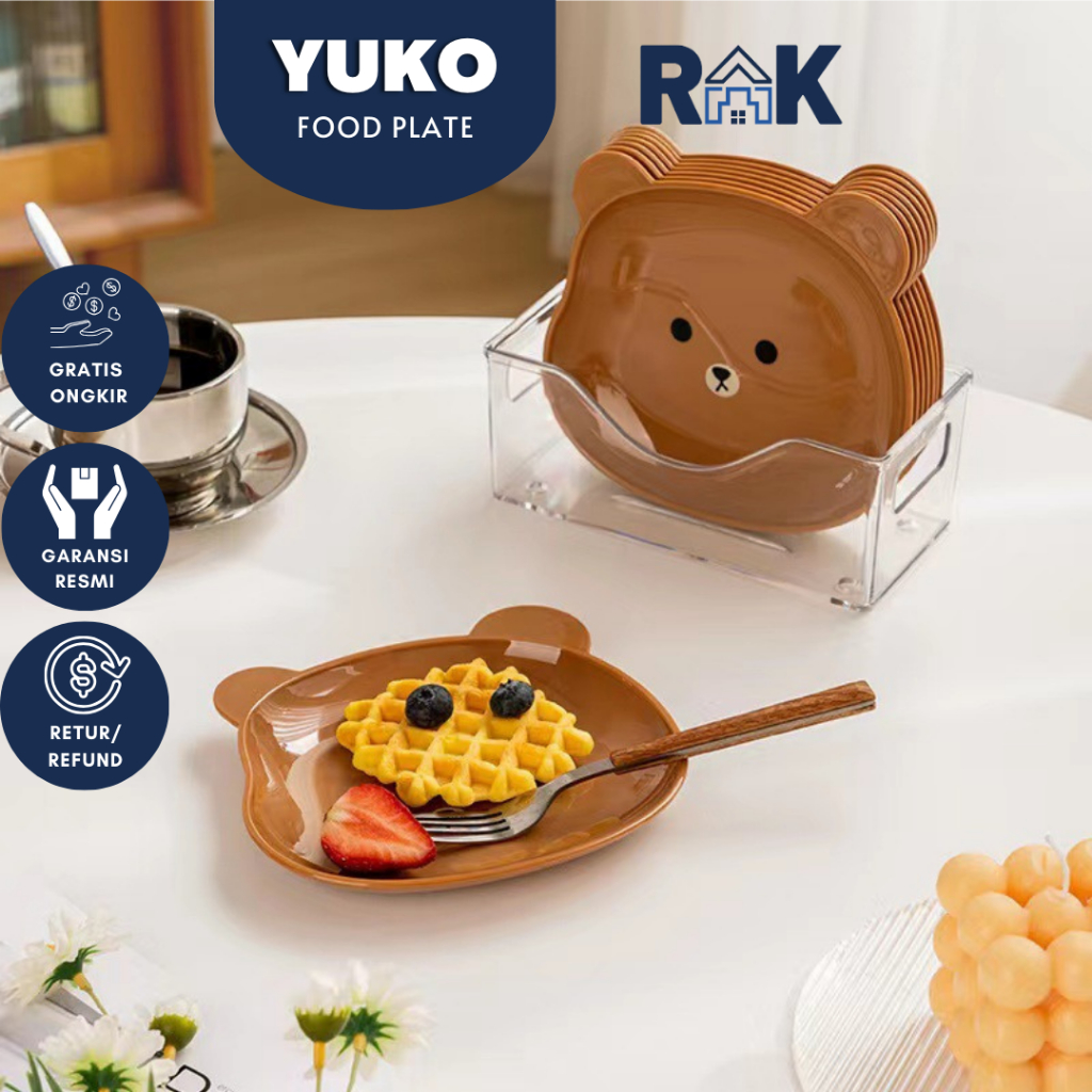 RAK - YUKO Piring Plastik Lucu 6 in 1 Piring Beruang Piring kecil Snacking Plate Small Plate Piring 
