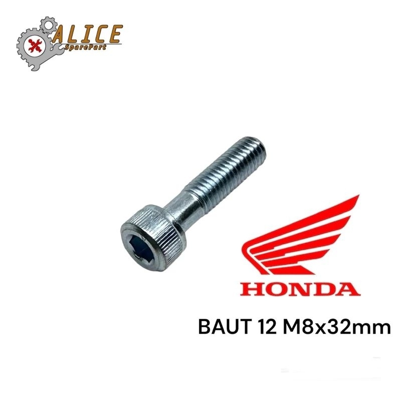 BOLT SOCKET M8X32 BAUD 12 L ORIGINAL AHM BAUT STANG STEP POREK DLL