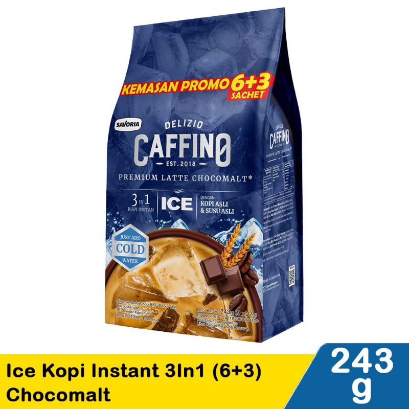 

Caffino Ice Kopi Instant 3In1 (6+3) Chocomalt 243G