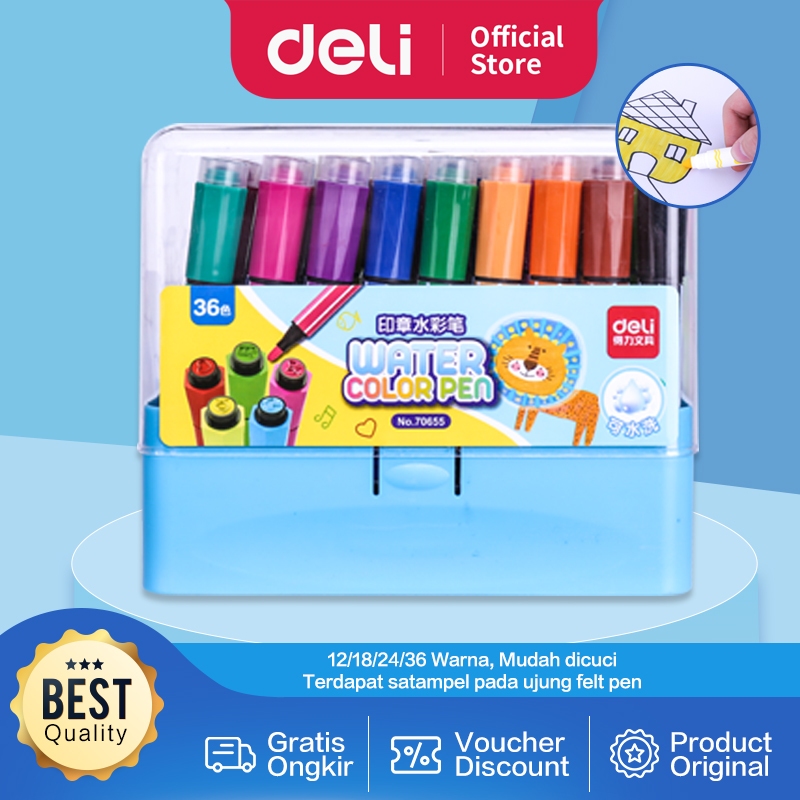 

Spidol Warna Sekolah Deli Felt Pen (blue) Warna Tinta Dapat Di cuci