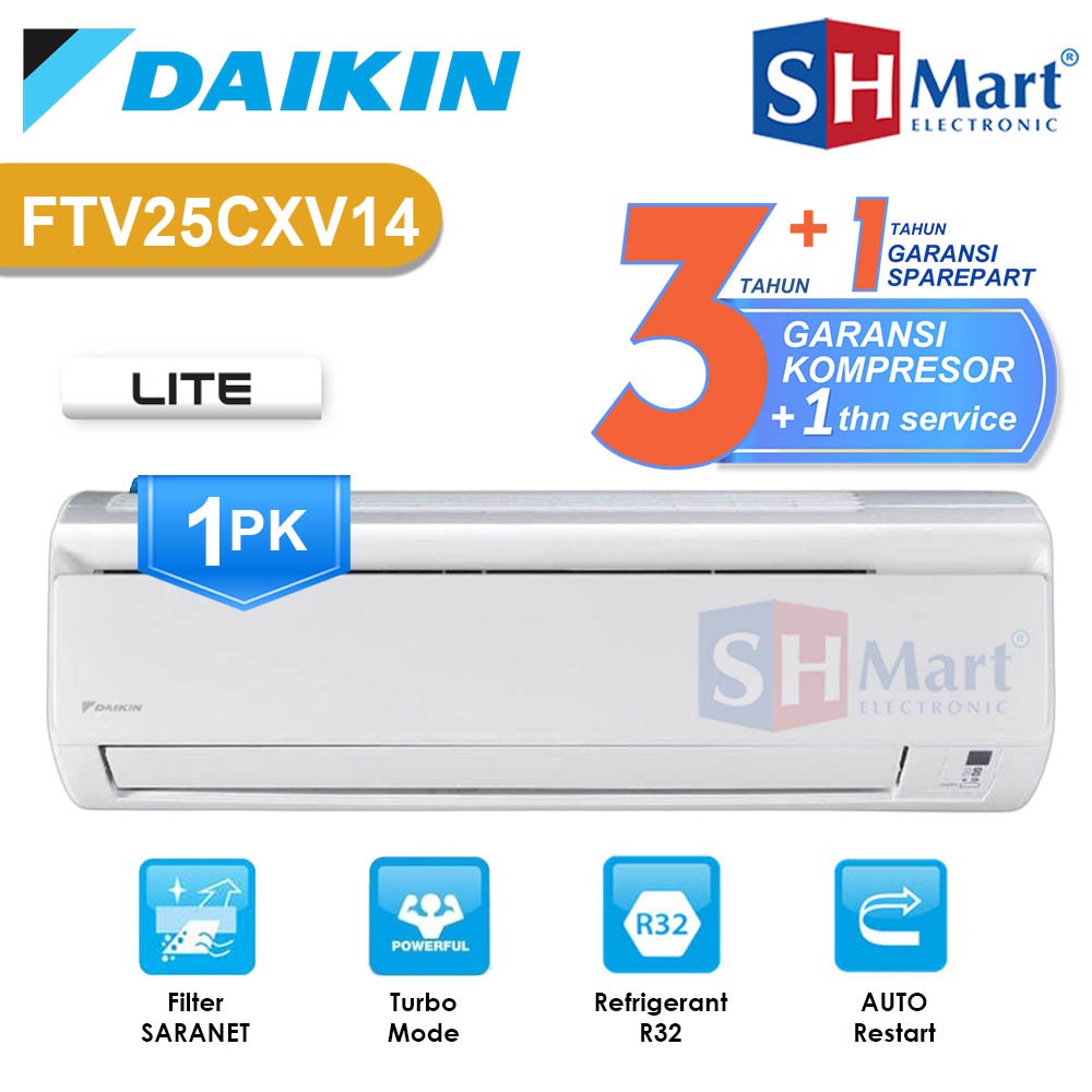 AC 1 PK DAIKIN MALAYSIA FTV-25CXV LOW VOLTAGE 780 WATT ORIGINAL GARANSI RESMI (Medan)