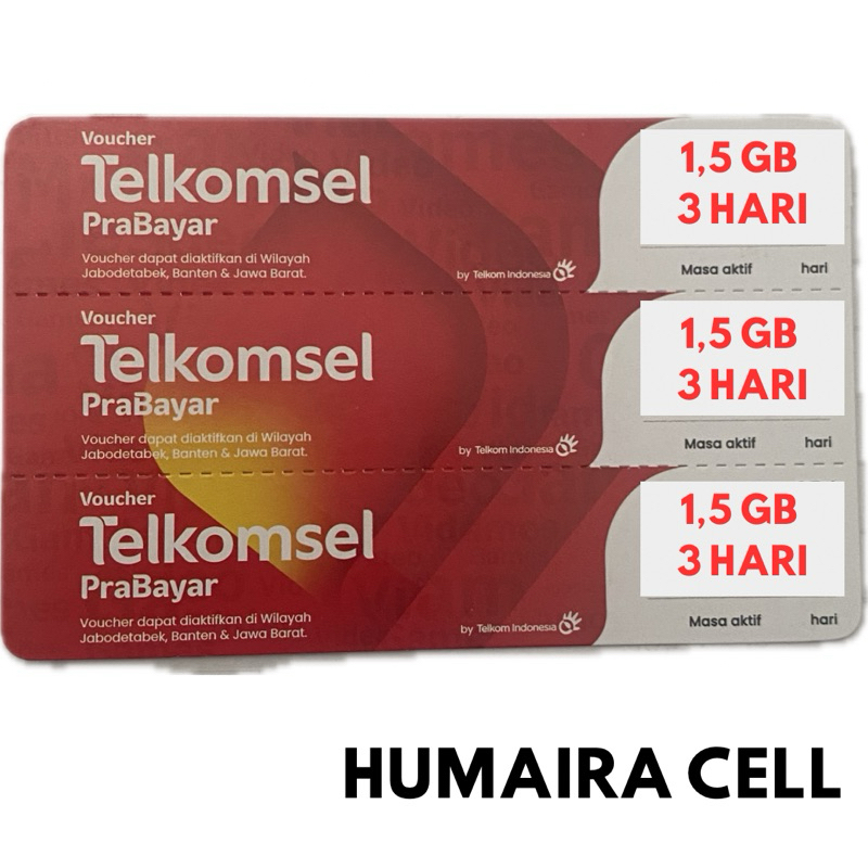 VOCHER DATA KUOTA TELKOMSEL 1,5 GB 3 HARI