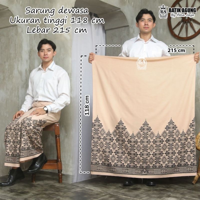 SARUNG BATIK PRIA MOTIF PAGAR ALAM COKSU COKLAT SUSU