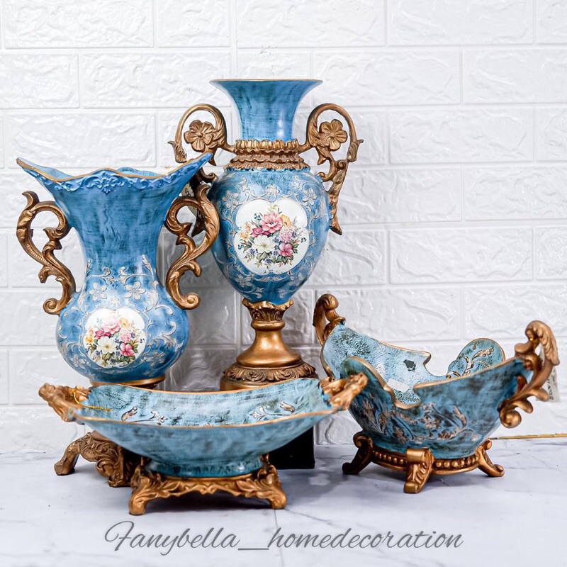 Guci Biru Vas Bunga Keramik Antik Guci Biru Antik Bunga Porselen Dekorasi Hiasan Rumah