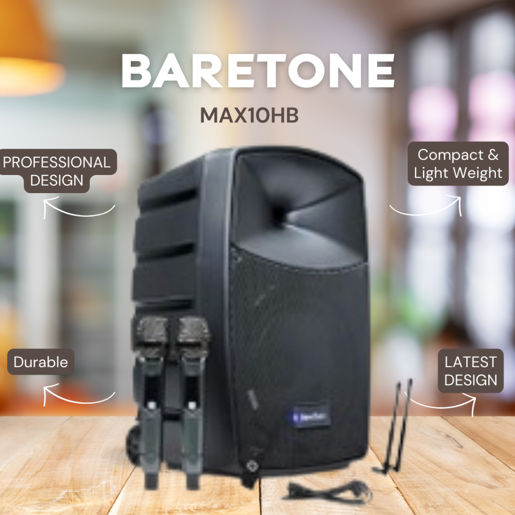 SPEAKER PORTABLE BARETONE MAX10HB / MAX 10HB / MAX 10 HB 10 INCH GARANSI RESMI BARETONE