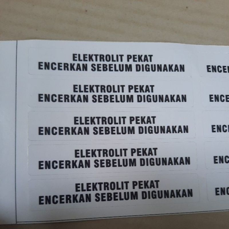 stiker label elektrolit pekat putih