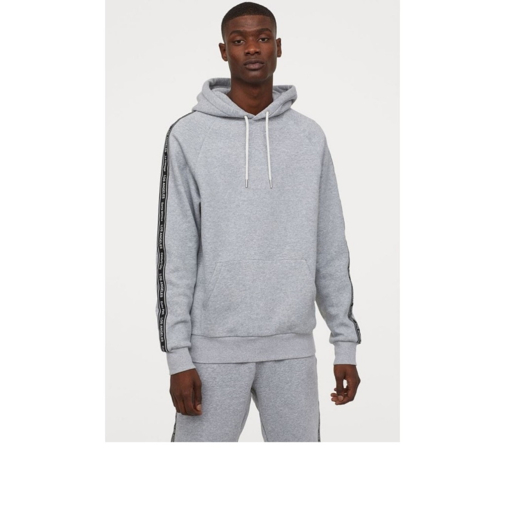 H*M Grosgrain Hoodie Grey 100% Original - Sweater Pria Branded Sale