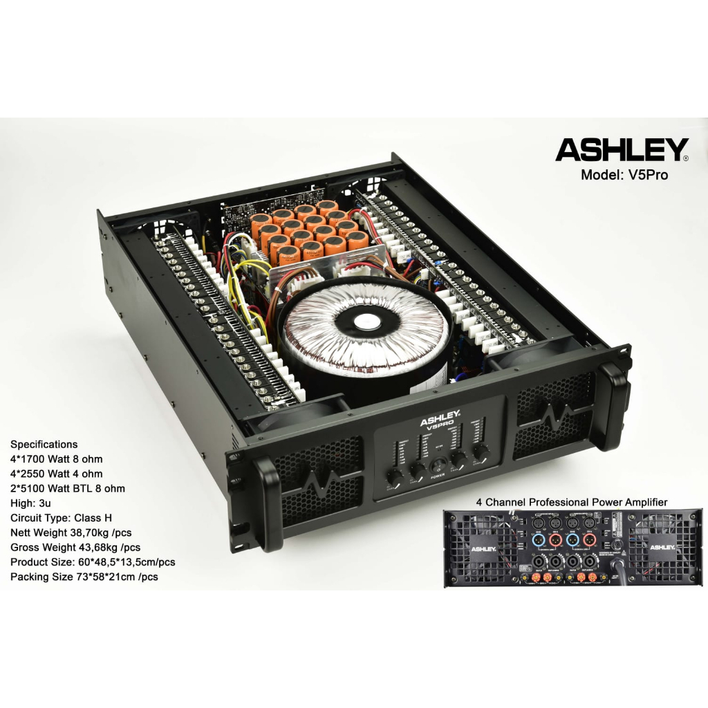 Power Ashley V5PRO Original Amplifier Ashley V 5 PRO 4 Channel