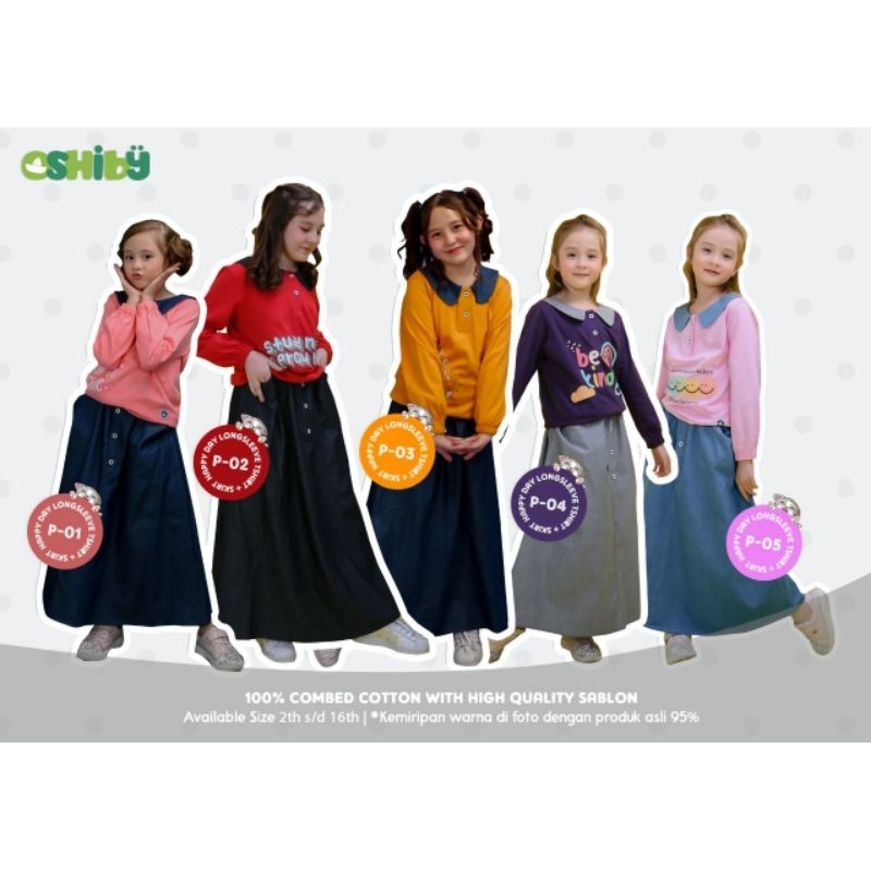 STELAN HAPPY DAY SERIES OSHIBY | SET ROK BAJU KAOS BAWAHAN JEANS BAYI ANAK REMAJA PEREMPUAN